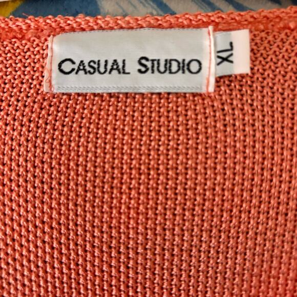Casual Studio Sweater Woman’s XL Orange Knit 3/4 Sleeve - Picture 4 of 9
